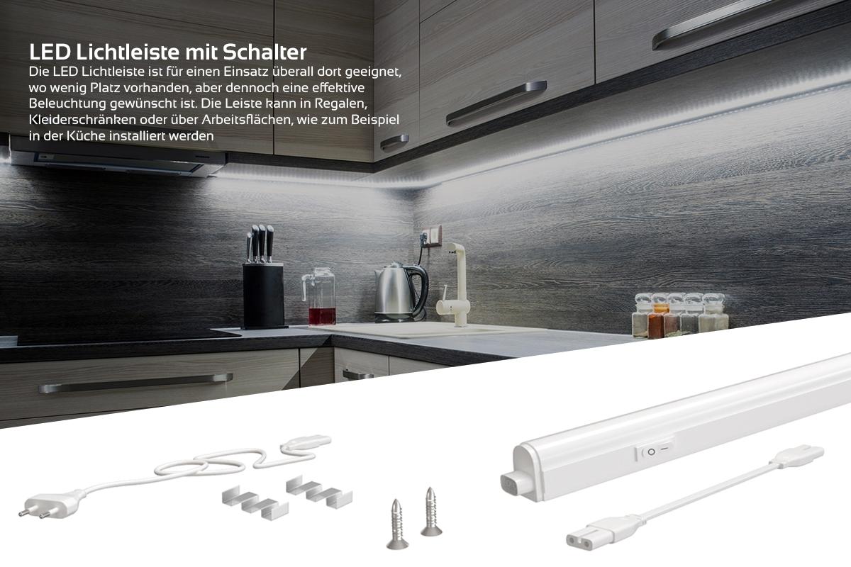 led lichtleiste mit schalter 573mm neutralweiss 8 watt 800lm 4000 kelvin  ip20 - parcolux - led leuchtmittel onlineshop