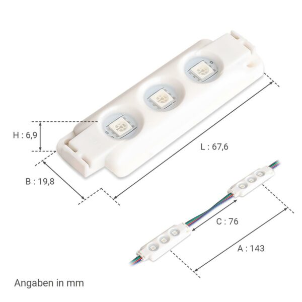 LED Modul 12 Volt RGB SMD5050 0,72W IP66