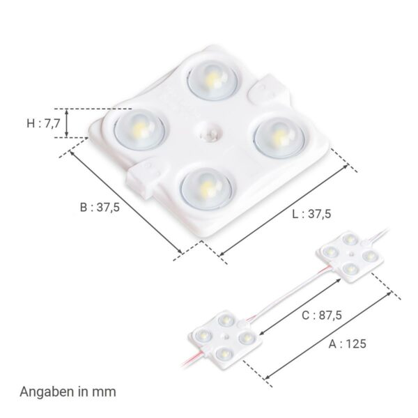 LED Modul neutralweiß 4500 Kelvin DC12 Volt SMD2835 1,44 Watt IP68 120lm 160°Abstrahlwinkel