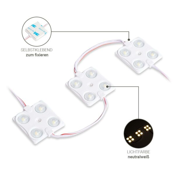 LED Modul neutralweiß 4500 Kelvin DC12 Volt SMD2835 1,44 Watt IP68 120lm 160°Abstrahlwinkel