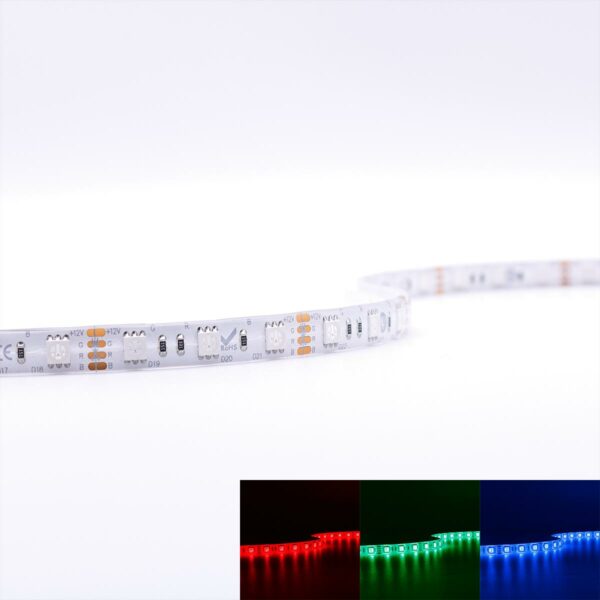 RGB 12 Volt LED Streifen 5 Meter 14,4 Watt/m 60 LED/m 10mm breit IP65