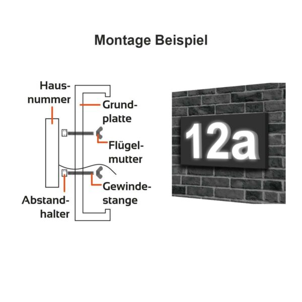 Grundplatte anthrazit RAL7016 160 x 210 x 30mm für 15cm Hausnummer