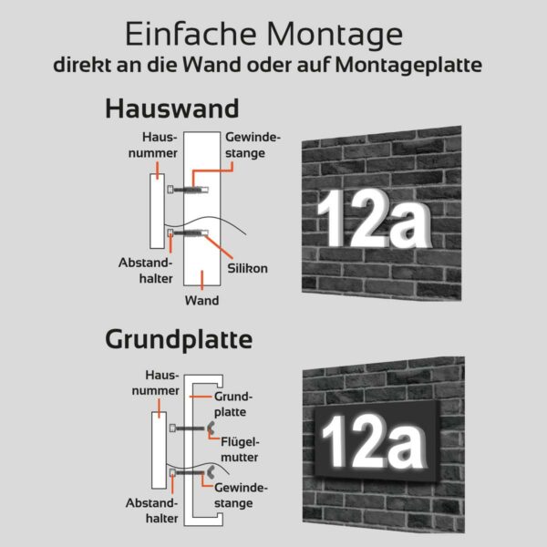 Hausnummer . Punkt mit LED Beleuchtung