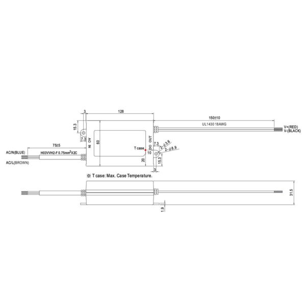 Mean Well PCD-60-1400B LED Treiber 60 Watt 25-43V 1400mA Triac dimmbar