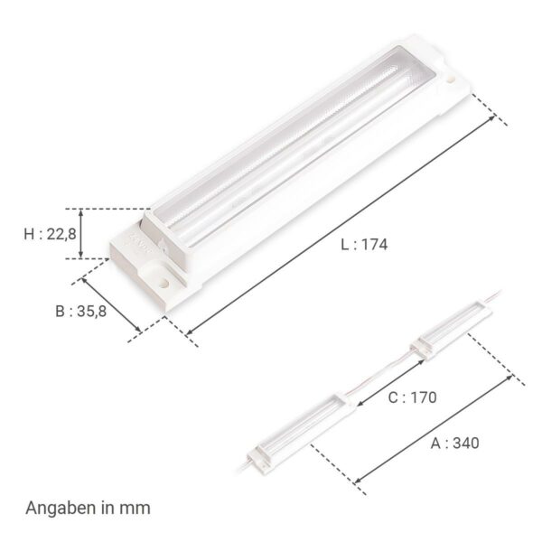 LED Kantenmodul für Leuchtkästen 7,2 Watt 24 Volt 6500 Kelvin 11°x77° IP67