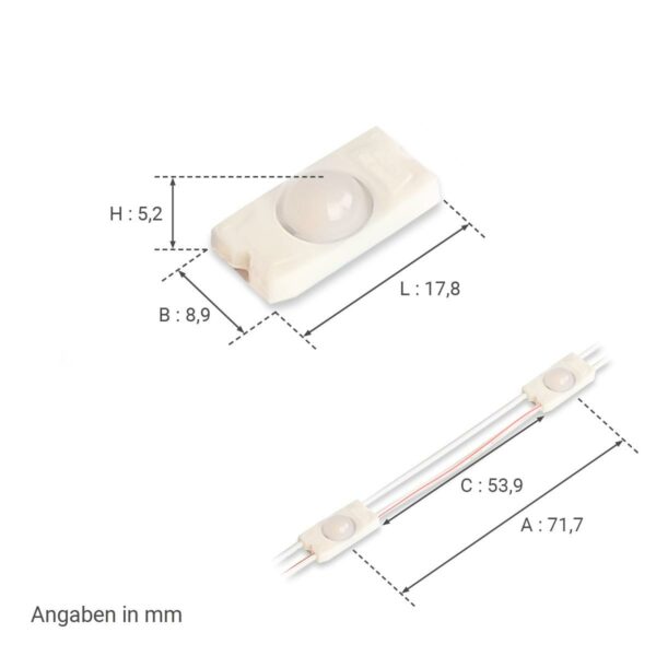 12 Volt LED Mini Modul 0,3 W 4500 Kelvin neutralweiss 160°