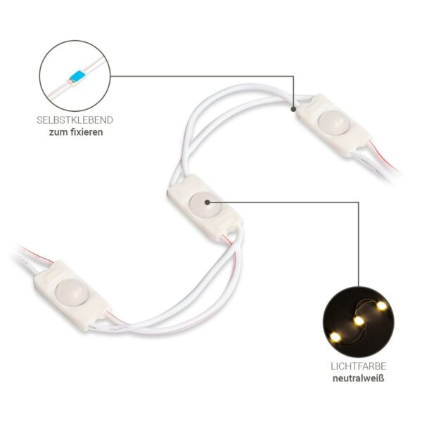 12 Volt LED Mini Modul 0,3 W 4500 Kelvin neutralweiss 160°