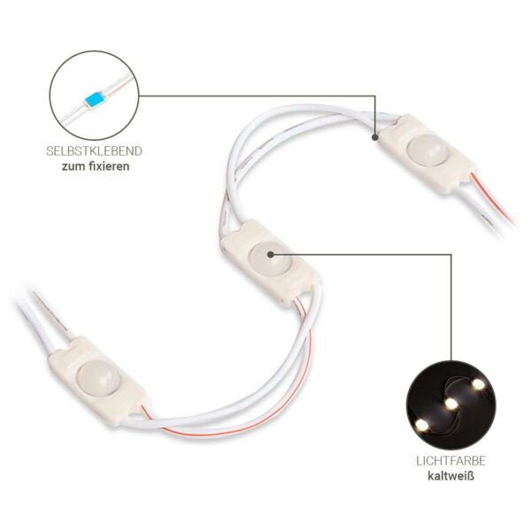 12 Volt LED Mini Modul 0,3W 6500 Kelvin kaltweiss 160°