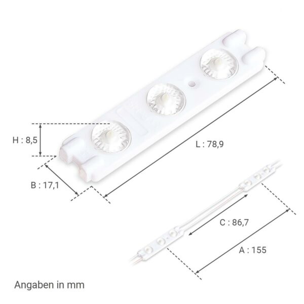 LED Modul 1,5Watt 12 Volt 6500 Kelvin kaltweiss 175° Schutzart IP67