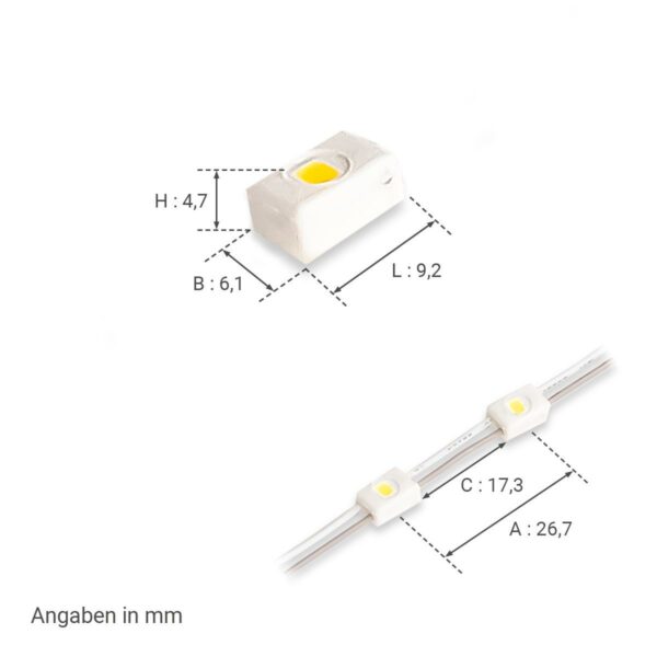 12 Volt LED Modul kaltweiss 6500 Kelvin 0,24 Watt 120°