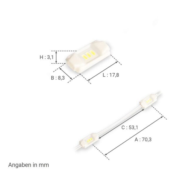 12 Volt LED Modul kaltweiß | 6500 Kelvin 0,3 Watt 120°