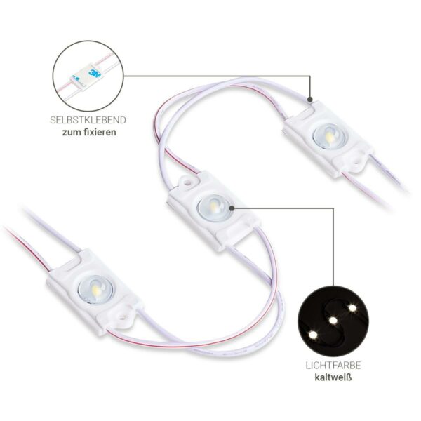 12 Volt LED Modul kaltweiss 6500 Kelvin 0,36W IP68 SMD2835