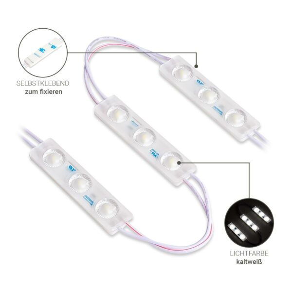 12 Volt LED Modul kaltweiss 6500 Kelvin 1,5 Watt 170° IP65