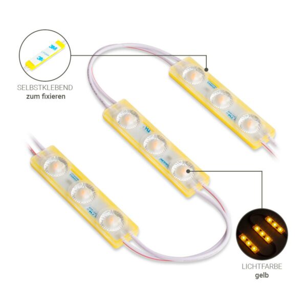 Dimmbares 12 Volt LED Modul gelb 1,5 Watt 170° IP65