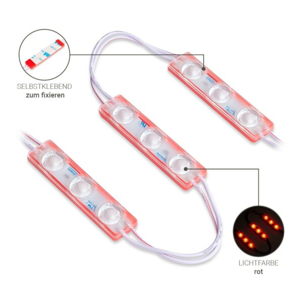 Dimmbares 12 Volt LED Modul rot 1,5 Watt 170° IP65