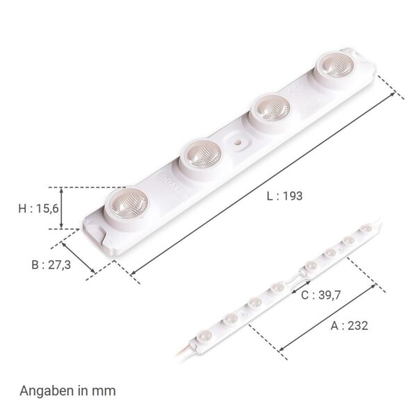 LED Kanten Modul kaltweiss 6500 Kelvin 6 Watt 24 Volt IP66