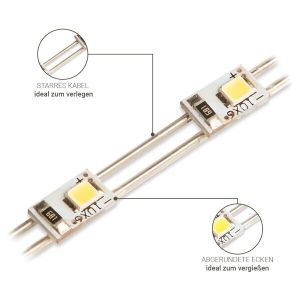 LED Modulkette kaltweiss 5500 Kelvin zum Vergießen SMD2835 2 Chip 12 Volt 0,24W 38LED/m 5 Meter