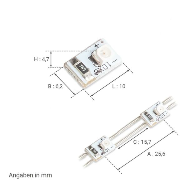 LED Modulkette rot zum Vergiessen DC 12 Volt 38LED/m 5 Meter