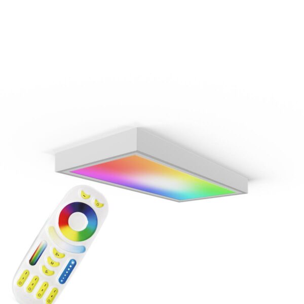 24 Volt RGB+CCT LED Panel Set 60×30 cm weiß mit Aufbaurahmen in weiß