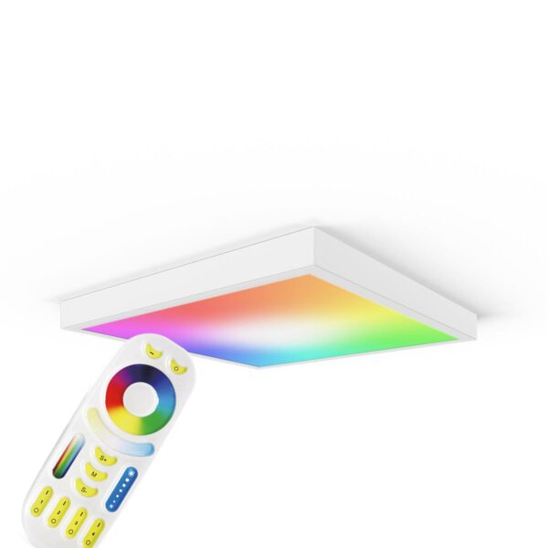 24 Volt RGB+CCT LED Panel Set 60×60 cm in weiß mit Aufbaurahmen in weiß