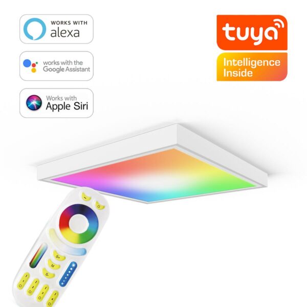 24 Volt RGB+CCT LED Panel Set 62×62 cm mit Aufbaurahmen in weiß