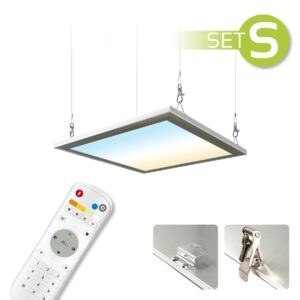 CCT LED Panel 30x30 cm Komplett-Set mit Seilaufhängung | Netzteil | Fernbedienung | Z-Halter