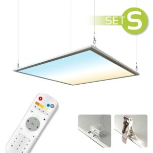 CCT LED Panel 62x62 cm Komplett-Set inkl. Netzteil | Seilaufhängung | Z-Halter und Fernbedienung