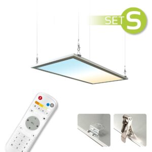 CCT LED Panel Set S | 60x30cm 22W 3000K-6000K Rahmen silber mit Netzteil und Fernbedienung