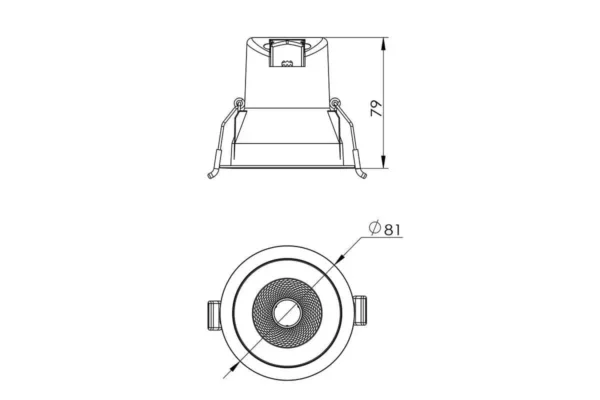 Schwarzer runder LED Einbaustrahler dimmbar 6 Watt warmweiß 3000 Kelvin