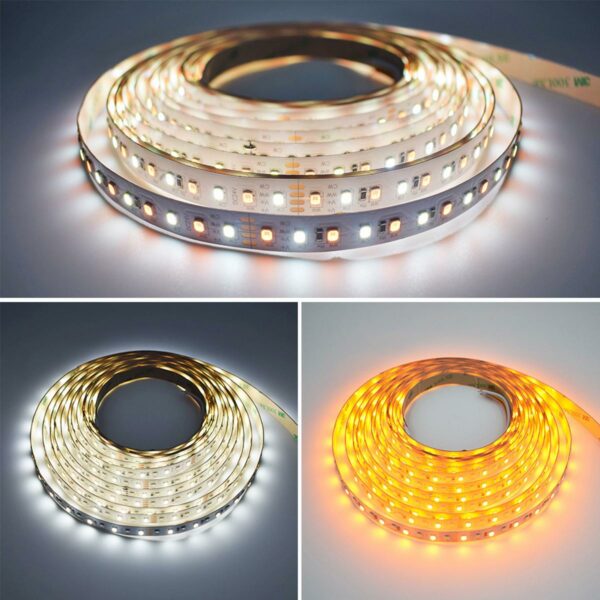 24 Volt CCT LED Streifen einstellbare Lichtfarbe 5 Meter 18W/m 120LED/m 12mm IP20 2500 - 6000 Kelvin