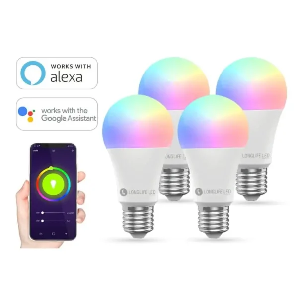 4er Set LED RGB+CCT Lampe Birnenform E27 10 Watt Alexa