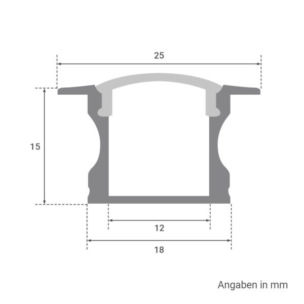 Alu Fugen-Profil eloxiert 18 x 15 mm opal 200cm für LED Streifen