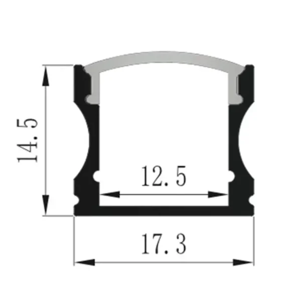 Alu LED Aufbau U-Profil eloxiert 17,3 x 14,5mm opal 200cm