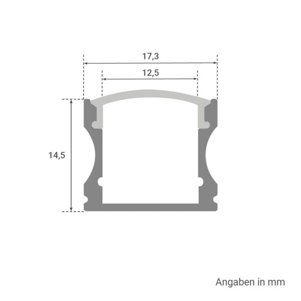 Alu LED Aufbau U-Profil eloxiert 17,3 x 14,5mm opal 200cm