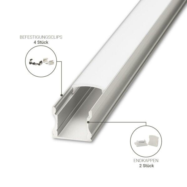 Alu LED Aufbau U-Profil eloxiert 17,3 x 14,5mm opal 200cm