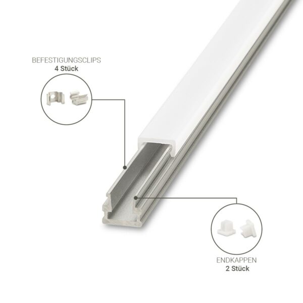 Alu LED Aufbau U-Profil eloxiert 8 x 7,8mm opal 200cm