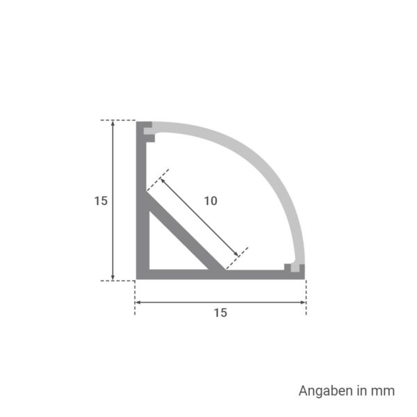 Alu Profil für LED Streifen Alu Eck-Profil silber eloxiert 15 x 15mm opal 200cm