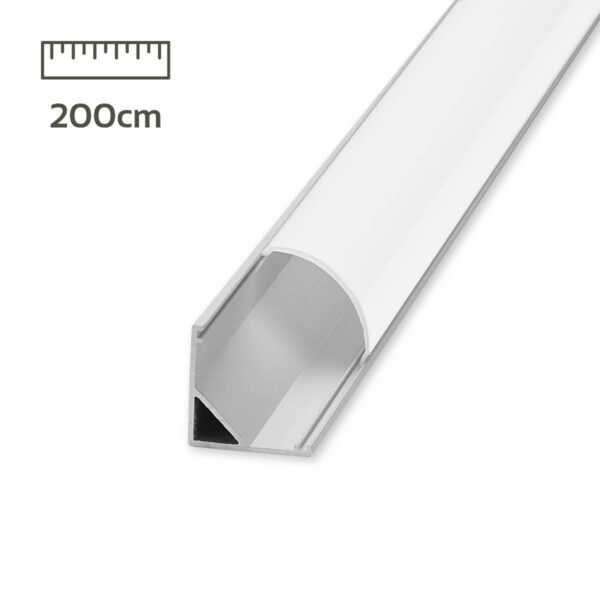 Alu Profil für LED Streifen Alu Eck-Profil silber eloxiert 15 x 15mm opal 200cm