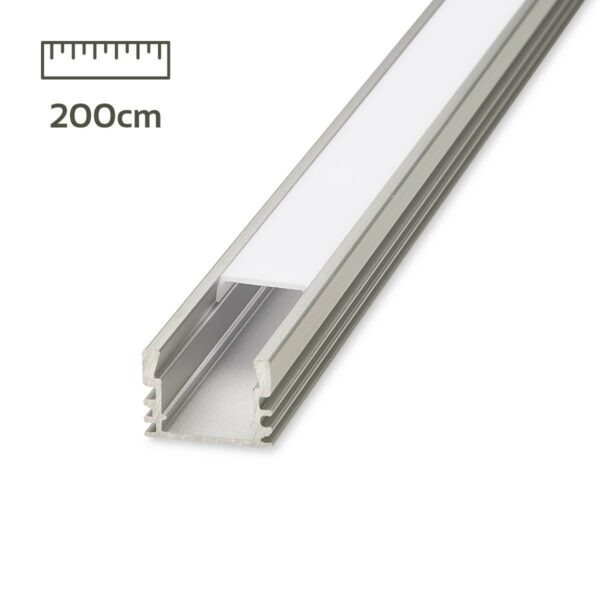 Alu Profil für LED Streifen U-Profil silber eloxiert 17 x 12mm opal 200cm