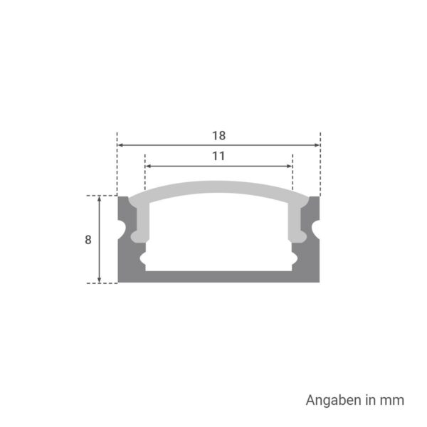 Aluminium U-Profil silber eloxiert 18 x 8 mm opal 200cm