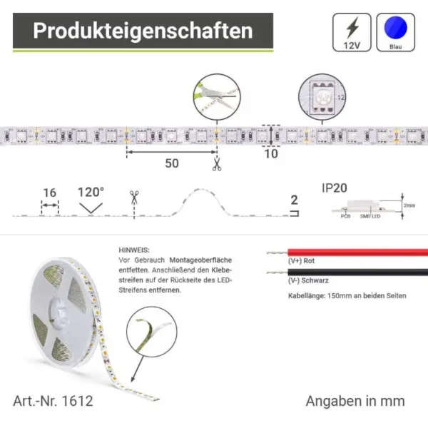 Blauer LED Streifen 12 Volt