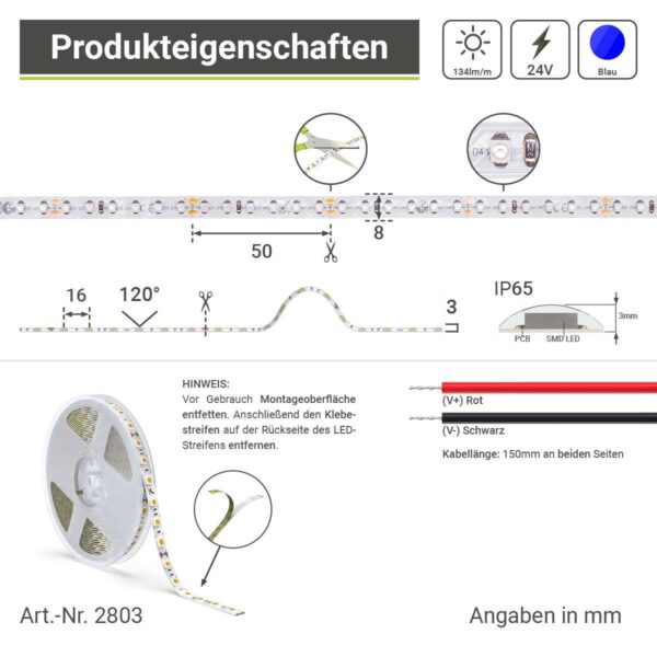 120LED/m Schutzart IP20 für Innenanwendungen