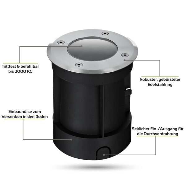 Bodenstrahler im Rasen einbauen GU10 warmweiß 230V IP67 dimmbar