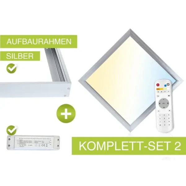 CCT LED Panel Set 2 30x30 cm 18 Watt 3000 Kelvin - 6000 Kelvin silber