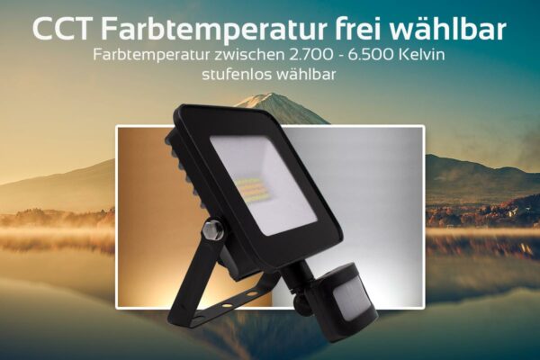 CCT LED Strahler für außen mit Bewegungssensor