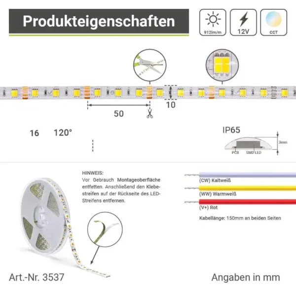 CCT LED Streifen 12 Volt