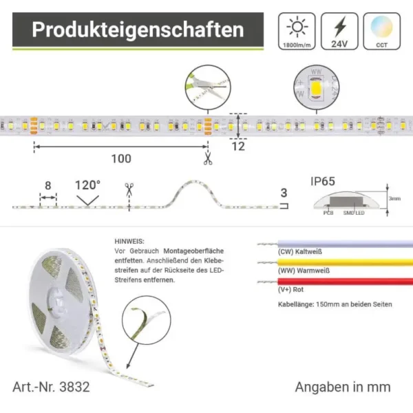 CCT LED Streifen dualweiß dimmbar