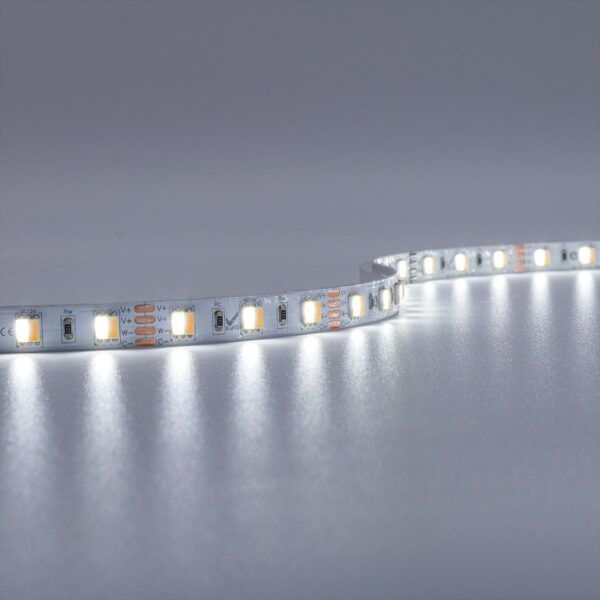 CCT LED Streifen Lichtfarbe einstellbar 12 Volt Dual Weiß 5 Meter 14,4W/m 60LED/m 10mm IP20 Schutzart für Innenanwendungen