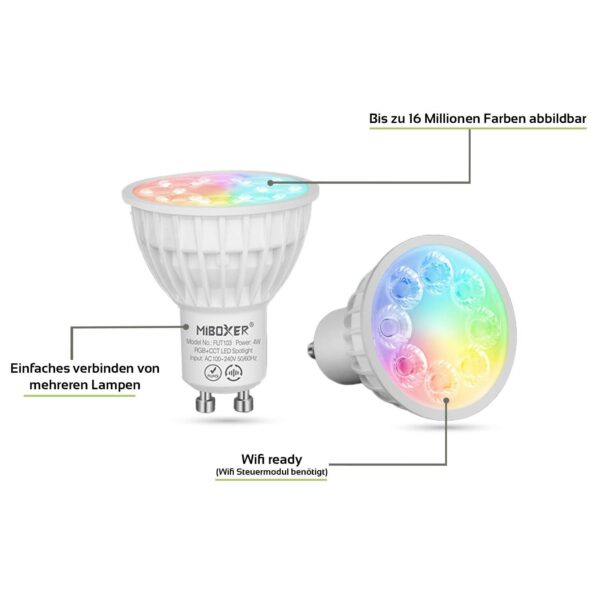 Eckiger GU10 LED Bodeneinbaustrahler RGB+CCT dimmbar inkl. Fernbedienung IP67 230 Volt