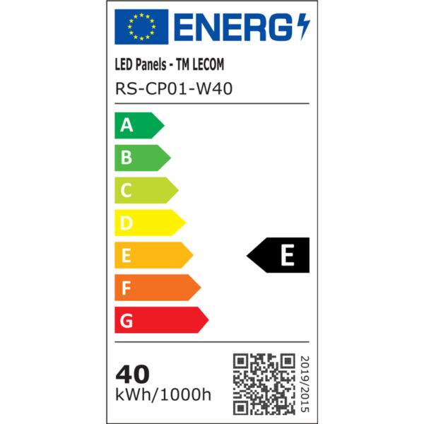 Energielabel für CCT LED Panel 62x62cm 40W 3000K-6000K mit Fernbedienung